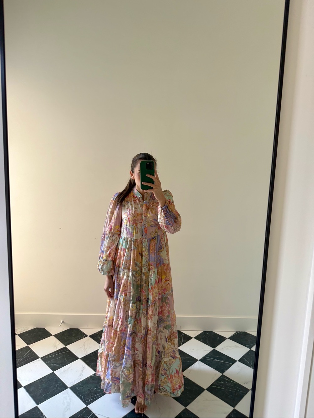Zimmermann Cira Tiered Shirt Dress Patch Multi Floral Size 0 - Picture 9 of 9